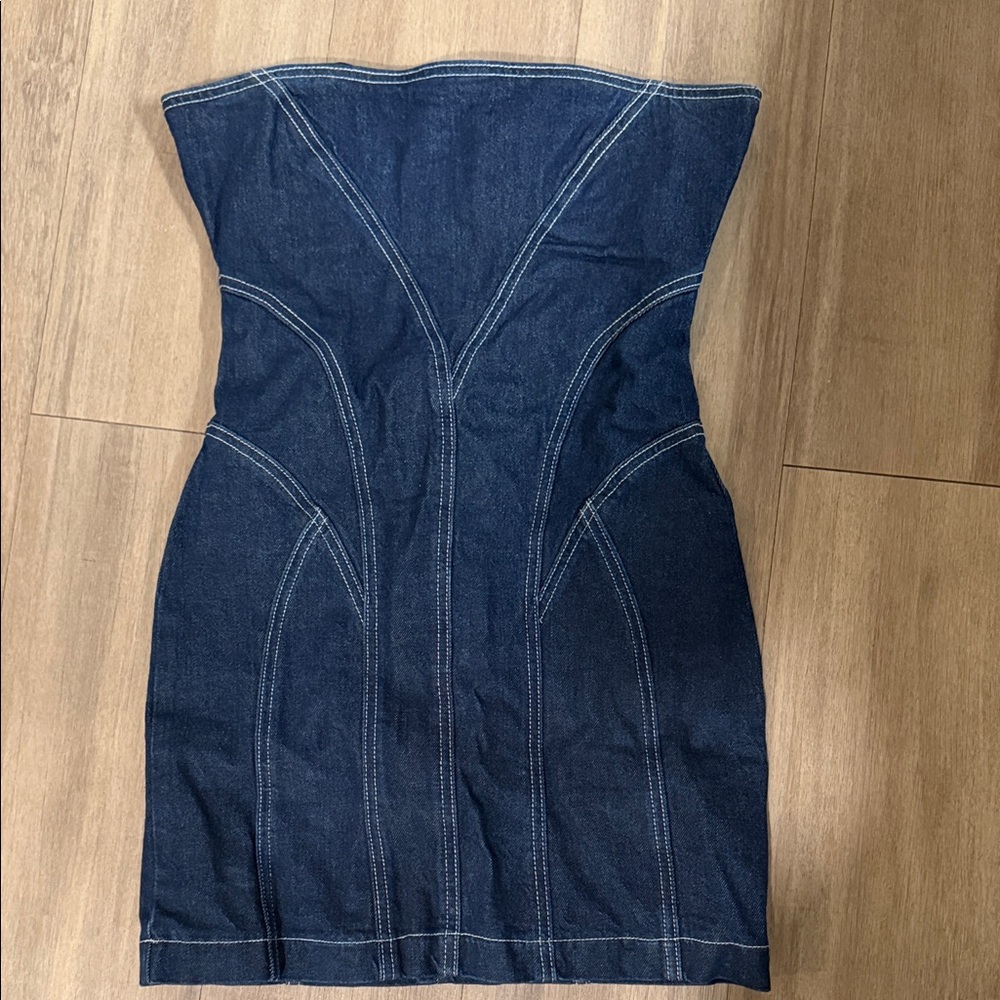 Stylish Strapless Denim Dress